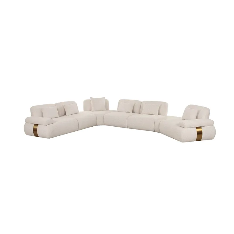 Living Room Furniture Light 3 Seats L Shape Italian Style Modern Set Sectional Home Office Hotel Apartment Fabric Sofa